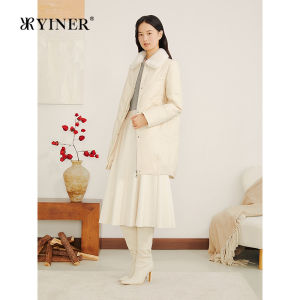 Luxurious Mink Fur Collar French Style Winter Mid-Length Womens Down Jacket