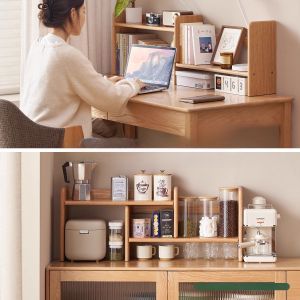 ตู้หนังสือขนาดเล็กแบบไม้เนื้อแท้สไตล์ยุโรปเหนือ ตู้หนังสือแบบเรียบง่าย ชั้นวางของหลายชั้น สำหรับห้องทำงาน ตู้หนังสือแบบยืดหยุ่น