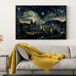 Handmade Diamond Embroidery Hogwarts Castle Decorative Painting with Frame Bedroom Decoration Artwork Simplicity Modern Style
