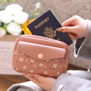 New model high-quality PU printed multi-functional zipper handbag for passport large capacity ladies coin zipper storage bag f