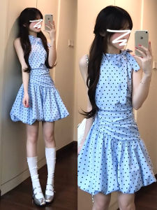 Homecore | Cute Halter Sleeveless Dots A-Line Mini Dress