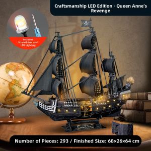 Pirate Ship Model Queens Revenge Black Pearl 3D Puzzle