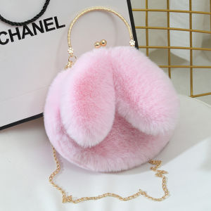 BB02 Rabbit Ear One Shoulder Crossbody Small Bag Portable Plush Bag Cute Soft Girl Clip Bag