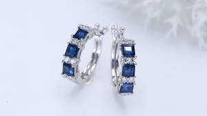 Lohaspie Jewelry Genuine 1.6 Carats Solid Sterling Silver 925 Drop Earring Original Natural Blue Sapphire Drop Earring Square Cut Gemstone Blue Sapphire Earring For Woemn Jewelry