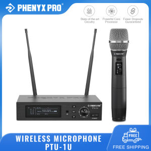 Phenyx Pro PTU-1U True Diversity Wireless Microphone System 1000 Tunable Channels Single Auto Scan UHF Professional Dynamic Microphone for Singing Stage Studio