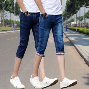 กางเกงยีนส์ทรงขากระบอกบางยืดหยุ่นสำหรับผู้ชาย ทรงขากระบอกสั้น ทรงขากระบอกทรงเข้ารูป ทรงเข้ารูป กางเกงขายาวทรงเข้ารูป