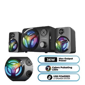 Vinnfier ECCO 5 BTR Bluetooth 2.1 USB Power Speaker with Aux Line/LED Lights/FM Radio/Micro SD Card Slot