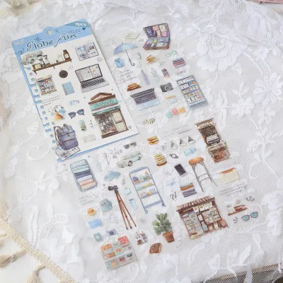 4sheets PET Creative Stickers Pre-cut Transparent Scrapbook Stickers for Diary Decoration DIY Craft Junk Journaling Stickers
