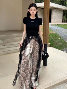 plus Size Lace Trim Short Sleeve T-Shirt Slimming Fit Asymmetrical American Hot Girl Style Commute Style Korean Version round Neck