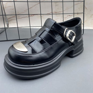 Womens Roman Style Leather Sandals Hollow out Design Lightweight Casual Slip-On Shoes Breathable Comfortable Spring Summer