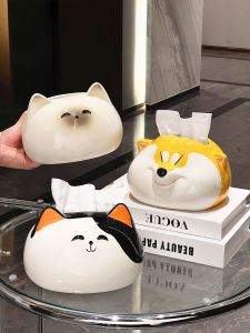 Hộp Đựng Khăn Giấy Hình Mèo Dễ Thương Bằng Gốm Sứ Dùng Trong Nhà Phòng Khách Trang Trí Bàn Ăn Hộp Đựng Khăn Giấy Sang Trọng