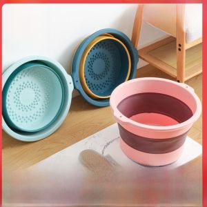 Foldable Plastic Foot Bath Bucket Portable Adult Foot Wash Basin Bottom Massage Basin Home Use Nordic Style No Cover