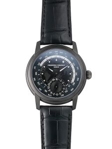 Classics Worldtimer ผู้ชาย รูปแบบของผ้า ผู้ชาย Frederique Constant นาฬิกาข้อมือมือสมุด และล่างเวลาในช่วงโลก FC-718BAWM4TH6