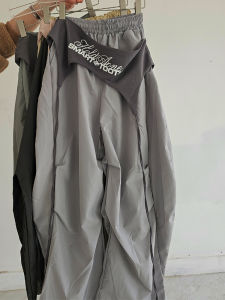 Quần Ống Rộng Dáng Chữ a Màu Tương Phản Phong Cách Đường Phố Cho Nữ Quần Dài Thường Ngày Khiêu Vũ Hip Hop Cạp Cao