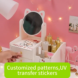 Makeup Mirror Organizer Makeup Sponge Cat Ear Mirror With Drawer Desktop Make Up Girl Room Deocration Storage