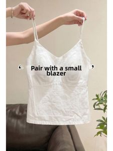 V.C.I | Chinese Style Linen V-neck Padded Vest Slim Braless Top