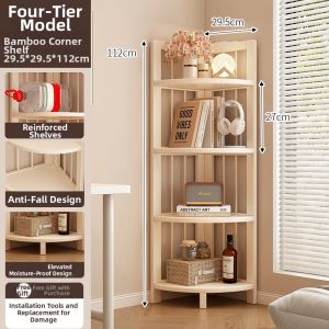 TUOJUE | Space-saving Corner Book Storage Shelf White