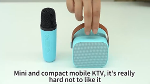 K12 Mini Karaoke Portable Speaker LED Lasting Batty Dual Microphone Bluetooh Speaker