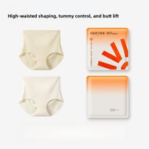 GEXINGJIEMEI | High Waist Abdomen Control Ice Silk Triangle Panties Womens Postpartum Shaping Underwear Seamless Comfortable Breathable