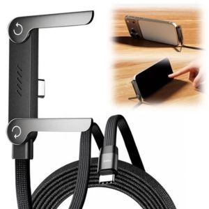 Cáp sạc nhanh Type-C đến Type-C 240W Giá đỡ điện thoại tích hợp Cáp sạc bện 15m Tương thích với Android và IP15-17