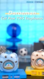 Rock Space Doraemon Cat Claw TWS Earphones: Bluetooth Wireless Earbuds & Smart Touch Free Lanyard