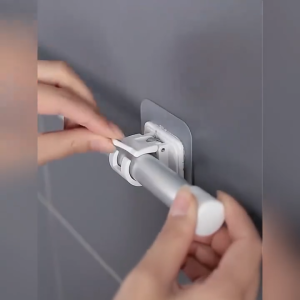 【Nail-Free】2PCS Self-Adhesive Curtain Rod Hooks Hanging Rod End Rod Clip Wall Mount Adjustable Rod Clamp Hooks