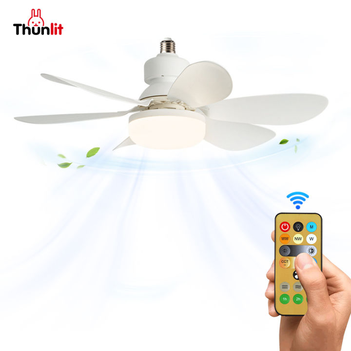 Thunlit Ceiling Fan with Light E27 Remote Control Flower-sharped 16.5 Inch 30W Dimmable Celling Fan Light