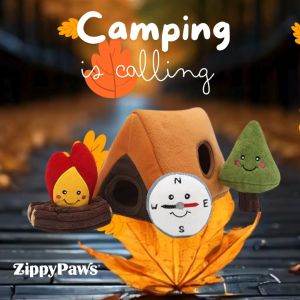 ZIPPYPAWS USA ของเล่นฝึกทักษะรูปเต๊นท์แคมปิ้งสนุก บีบแล้วมีเสียง เล่นสูงสุด สำหรับน้ําเด็ด หมา ราคาเพิ่มเติม