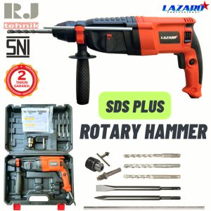 Mesin Bor Bobok Tembok Beton Lazaro L2-26 Rotary Hammer Drill SDS Plus 3 Fungsi Fullset Mata Bor Box