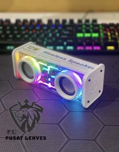 S220 - Speaker LENYES S-220 12W Transparan Wireless Speaker Bluetooth 5.3 Transparant RGB LED Light TWS Portable