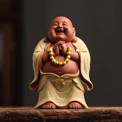 Wealth-attracting Laughing Buddha Zisha Decorative Figurine