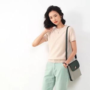 Women Round Neck Casual Short Sleeve Knit Top T Shirt Tee Korean Fashion
