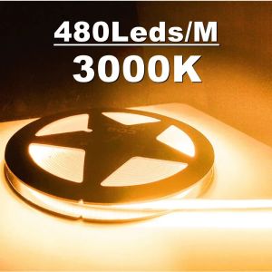 12V/24V COB Strip 8MM COB LED Light Bar 480Leds/M High Density Flexible Ribbon Rope Tape Cabinet Light 3000K 4000K 6000K Lights