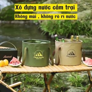 Xô nước tròn gấp gọn du lịch dã ngoại  tiện lợi cho việc đi cắm trại camping ngoài trời - DCP19