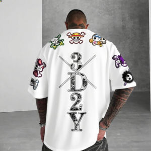 Áo Thun Nam In Hình Bộ Xương One Piece Kiểu Dáng Rộng Tay Ngắn Mùa Hè Phong Cách Hip Hop Streetwear Y2k Chất Liệu Cotton Dùng Làm Trang Phục Cosplay