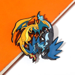 Anime Pokémon Fire Dragon Elf Metal Brooch Cartoon Monster Charizard Enamel Lapel Pins Brooches for Fans Gifts Accessories