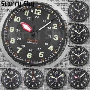 Starry Sky 29mm Green Words Black Pilot Watch Dial Watch Hands With Luminous Fits NH35/ETA PT5000 Automatic Movement Watch Parts