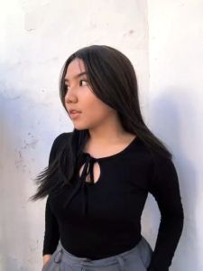 (COD) LMJ Nigella Long Sleeve Round Neck Lace Up #1725