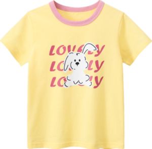 2-7Years Kids T Shirts Summer Short Sleeved Children Round Neck Top Cartoon Baby Girl Clothes1pcs