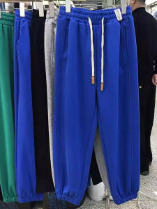 กางเกงกีฬาขายาวทรงหลวมไซส์ใหญ่สำหรับฤดูร้อน กางเกงขายาวทรงหลวมสำหรับผู้ชายและผู้หญิง กางเกงขายาวทรงหลวมสีน้ำเงินคลีนสำหรับใส่ลำลอง