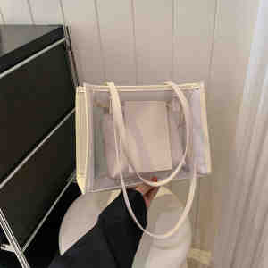 Trendy Transparent Large Capacity Womens Bag 2023 New Style Jelly Shoulder Beach Vacation Tote Bag Fashionable Casual Purse