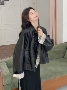 Black New Chinese Style Double-Sided Wear Short PU Leather Jacket Womens Autumn 2025 Fashion Design Sensation Compact Size