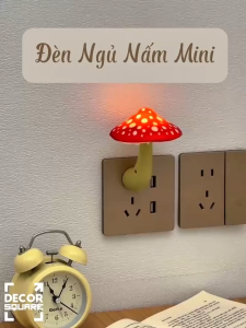 Đèn Ngủ Cắm Điện Hình Nấm – Mini Dễ Thương 3 Màu Đổi Sáng Tặng Remote decor phòng ngủ