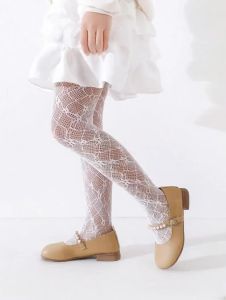 2 Pairs of Girls Summer Mesh Tight Pantyhose Sweet and Adorable Black and White Princess Leggings Suitable for Girls Daily Wear