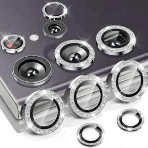 For Samsung S25 Ultra S23 S22 S24 Ultra Camera Lens Protector Glitter Bling Individual Aluminium Alloy Ring With Align Board