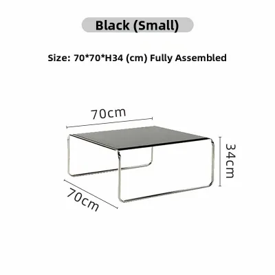 Bauhaus Stainless Steel Mid-Century Modern Black White Rectangle Combination Coffee Table for Living Room Home Use Tea Table