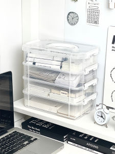 Portable Desktop Organizer Box Womens Sectioned Storage Box Transparent Hair Accessory Jewelry Box Dustproof Cover Stackable