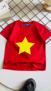 Áo thun đỏ sao vàng cotton 100% co giản 4 chiều cho bé từ 10-38kg