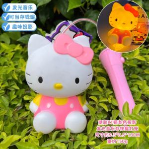 Hellokitty Music Projection Lantern Handheld Glazed Lampshade Money Box Cute Cartoon Design Festival Gift Ideas
