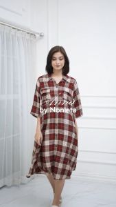 Daster Dress Kekinian Terbaru Rayon Motif Premium Nonieta Anna Kotak Busui Bumil Baju Tidur Home Dress Daster Pendek Homewear adem lembut dan nyaman